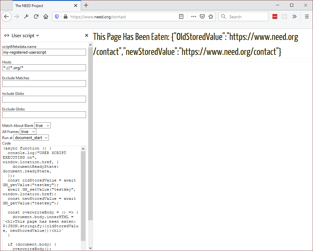 以 .org 结尾的网站页面被“吃掉”时显示的状态消息：“This page has been eaten. {"OldStoredValue:" "website address", "NewStoredValue:" "website address"}”